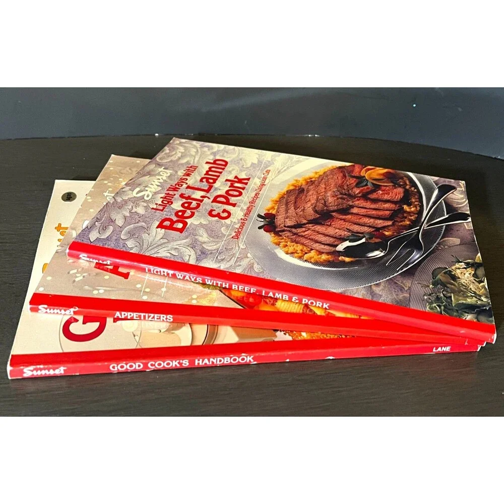 3 Vtg 90s Sunset Cookbooks Illustrated Paperback General Meats Appetizer Recipes